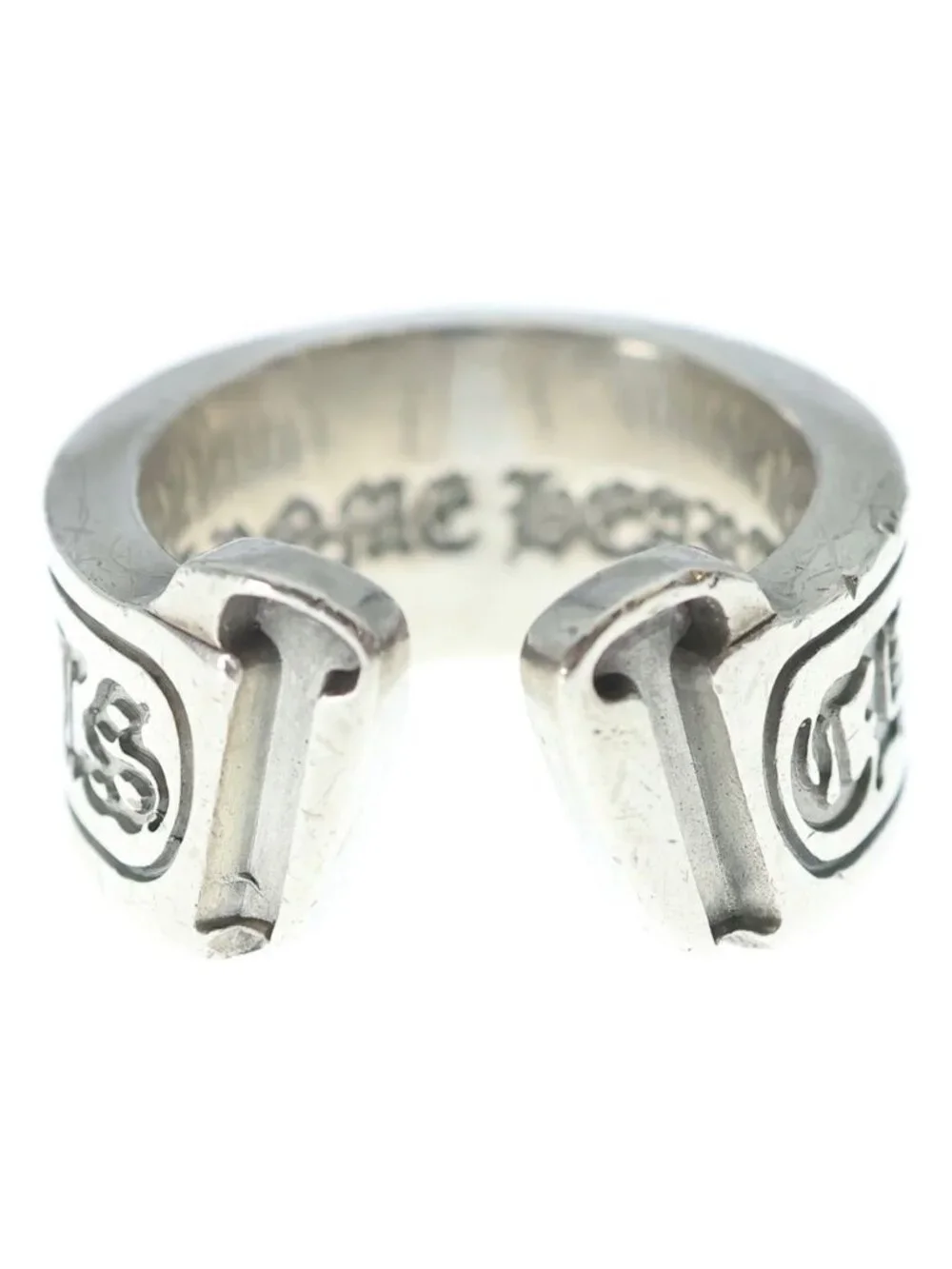 Chrome Hearts LG Scroll Label Ring Silver